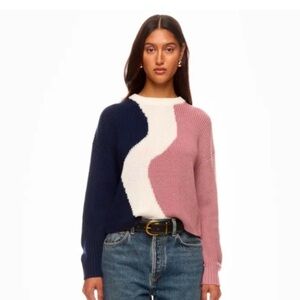 Peter Som Collective Colorblock Sweater Crew Neck Long Sleeve Size XL